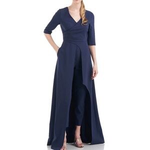 Kay Unger Womens  Gina Jumpsuit Blue 6